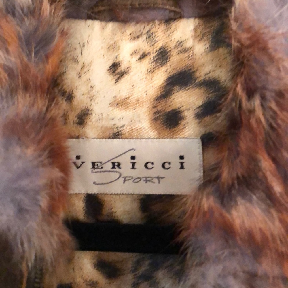 Vericci leather coat with rabbit fur